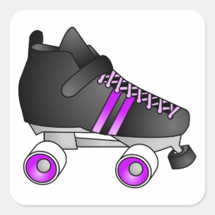 Pegatina Cuadrada Roller Derby Skates Black and Purple