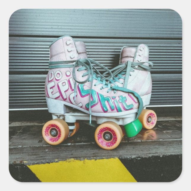 Pegatina Cuadrada Roller Skates Epic (Anverso)