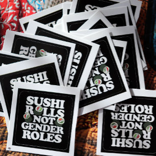 Pegatina Cuadrada Rollo de sushi no roles de género