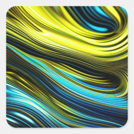 Pegatina Cuadrada Rollos de seda y satén azules y dorados