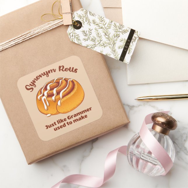 Pegatina Cuadrada Rollos de sinónimo como Grammer solía hacer (Regalar)