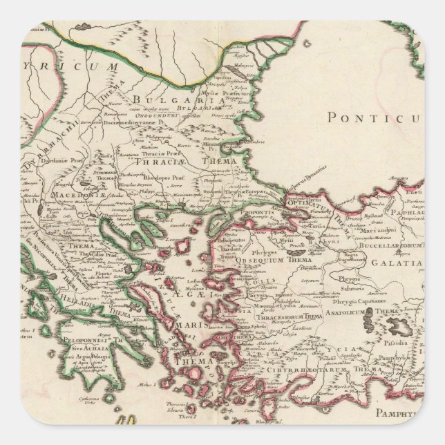 Pegatina Cuadrada Roma, Grecia, Turquía 3 (Anverso)