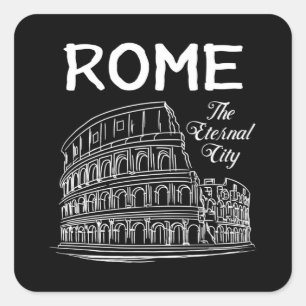 Pegatina Cuadrada Roma Italia City Cityscape Skyline Funny Gift