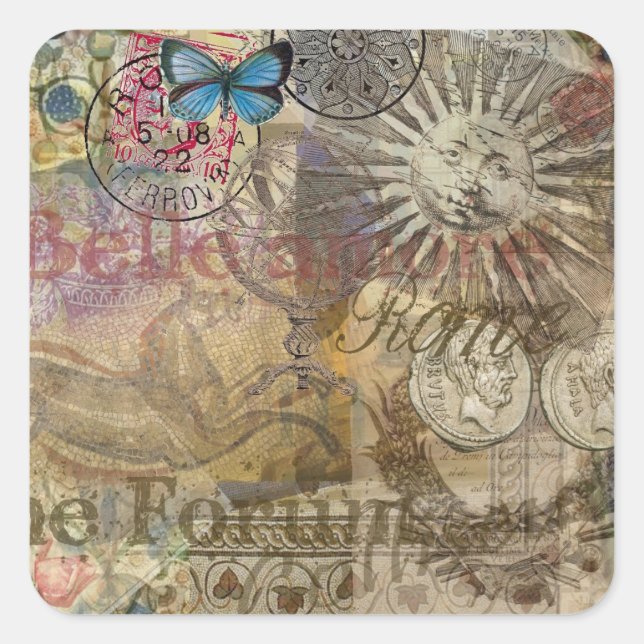 Pegatina Cuadrada Roma Italia Ciudad de vacaciones de viaje (Anverso)