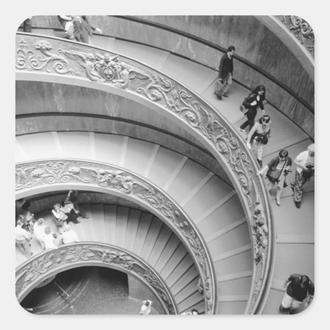 Pegatina Cuadrada Roma Italia, Escalera del Vaticano 2 (Anverso)