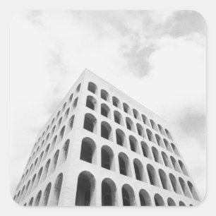 Pegatina Cuadrada Roma Italia, EUR Palazzo del Lavoro