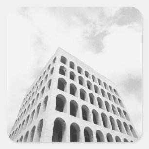Pegatina Cuadrada Roma Italia, EUR Palazzo del Lavoro