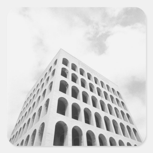 Pegatina Cuadrada Roma Italia, Palazzo del Lavoro EUR (Anverso)