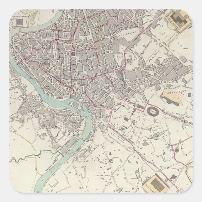 Pegatina Cuadrada Roma moderna (Anverso)