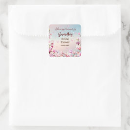Pegatina Cuadrada Romance en Flor - Sticker para Despedida de Solter