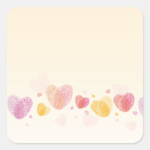 Pegatina Cuadrada Romance Fingerprint Love Heart