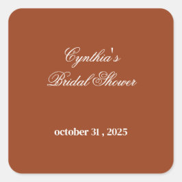Pegatina Cuadrada Romance Floral Otoñal Bridal Shower