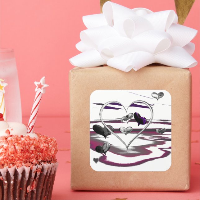 Pegatina Cuadrada Romance futurista (Fiesta)