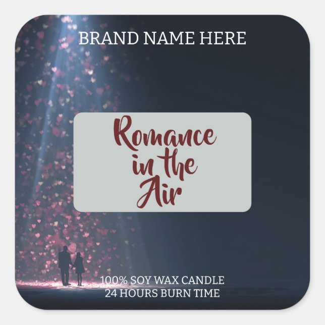 Pegatina Cuadrada Romance in the Air Candle Label – Gothic & Elegant (Anverso)