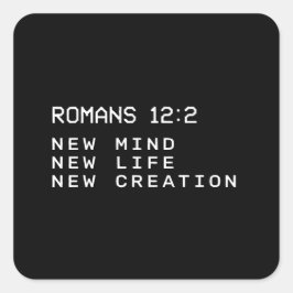Pegatina Cuadrada Romanos 12:2 Nueva Mente Vida Creación Minimalista