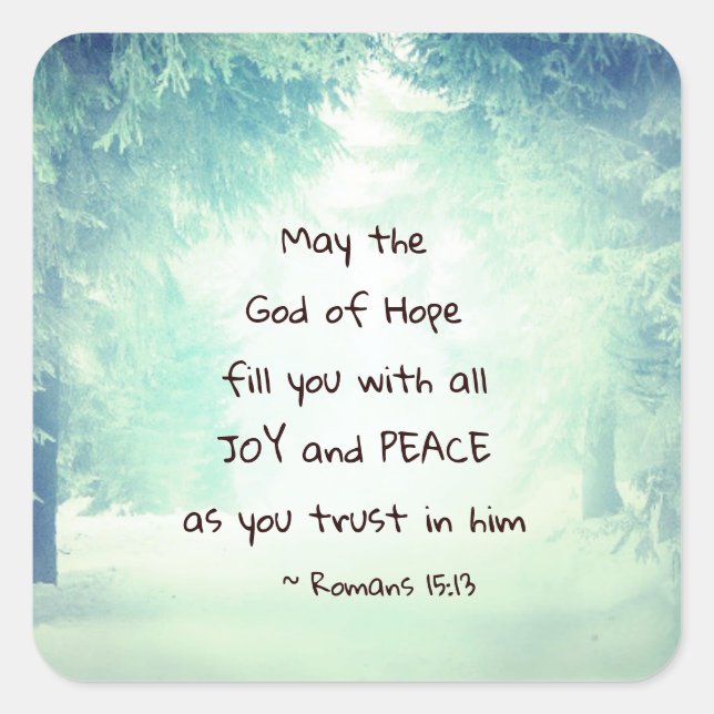 Pegatina Cuadrada Romanos 15:13 El Dios de la Esperanza (Anverso)