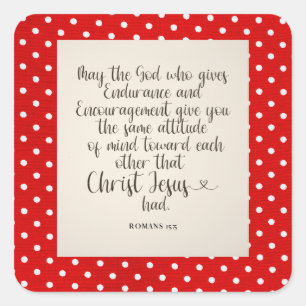 Pegatina Cuadrada Romanos 15:5 Biblia Verse