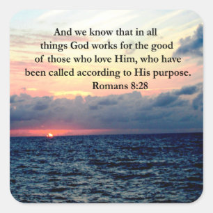 PEGATINA CUADRADA ROMANS 8:28 FE
