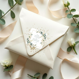 Pegatina Cuadrada Romantic Charming Flowers & Branches Frame Wedding