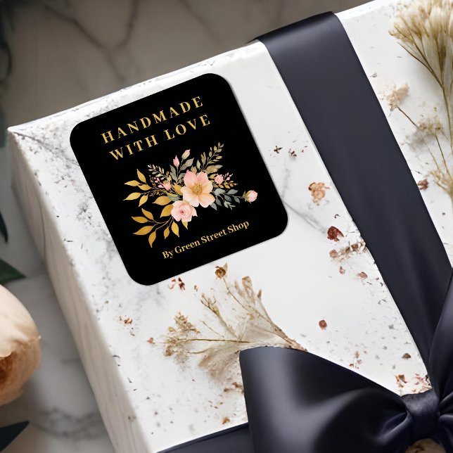 Pegatina Cuadrada Romantic Floral Bouquet in Pink Shades Handymarker (Romantic Floral Bouquet in Pink Shades for Handymaker and other Artisans Square Stickers. )