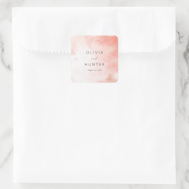 Pegatina Cuadrada Romantic Pink Watercolor (Bolso)