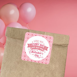 Pegatina Cuadrada Romántico diseño de 'Te amo todos los días' para S