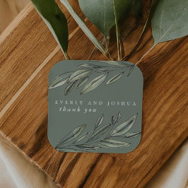 Pegatina Cuadrada Romántico Evergreen Gracias A Favor