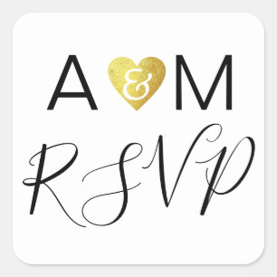 Pegatina Cuadrada Romántico matrimonio RSVP