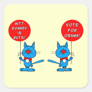 Pegatina Cuadrada Romney está loco de votar por Obama
