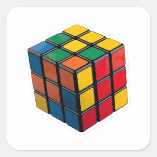 Pegatina Cuadrada Rompecabezas 3D Retro Cubo de Rubik Años 80 Calcom