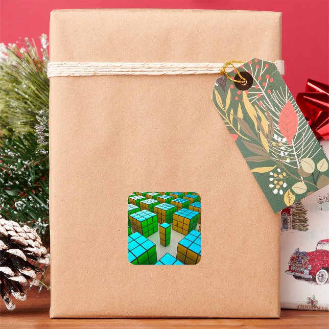 Pegatina Cuadrada Rompecabezas geométrico ciberpunk (Subido por el creador)