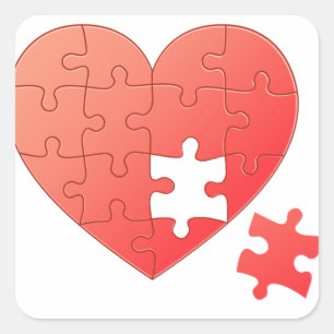 Pegatina Cuadrada Romper corazón con pieza