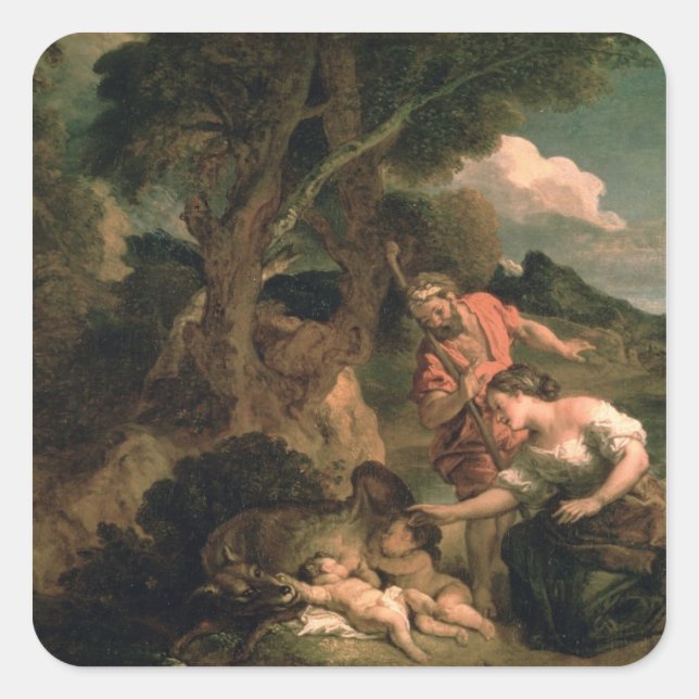 Pegatina Cuadrada Romulus y Remus (Anverso)