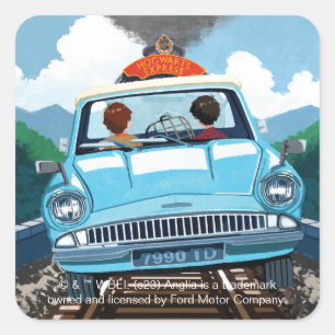Pegatina Cuadrada Ron & HARRY POTTER™ en el coche volador a HOGWARTS