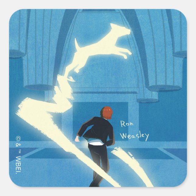 Pegatina Cuadrada Ron Weasley Patronus Painting (Anverso)