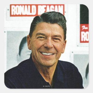 Pegatina Cuadrada Ronald Reagan