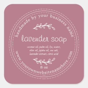 Pegatina Cuadrada Ronda clásica de cassis de jabón de lavanda casera
