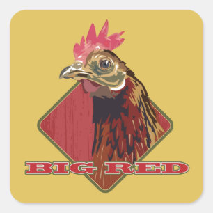 Pegatina Cuadrada Rooster de los Grandes Países Rojos