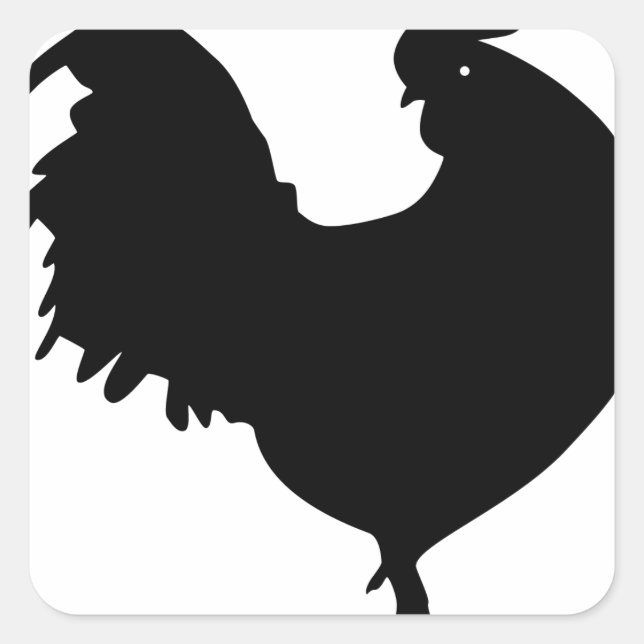 Pegatina Cuadrada Rooster Silhouette (Anverso)