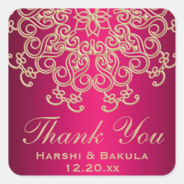 PEGATINA CUADRADA ROPA CALIENTE Y ORO INSPIRADO EN LA INDIA GRACIAS 