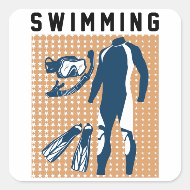 Pegatina Cuadrada Ropa de baño y gafas (Anverso)
