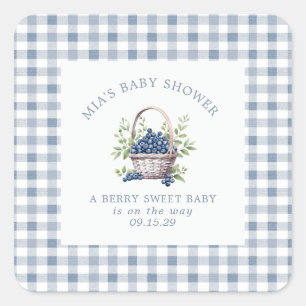 Pegatina Cuadrada Ropa de bebé Berry Sweet Clothesline Baby Shower