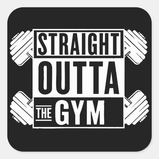Pegatina Cuadrada Ropa de entrenamiento Straight Outta The Gym (Anverso)