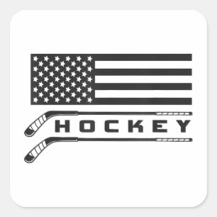 Pegatina Cuadrada Ropa de hockey con bandera estadounidense - Hockey