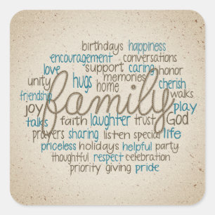 Pegatina Cuadrada Rope Design Family Word Cloud