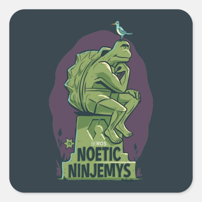Pegatina Cuadrada ROS Ninjemys noéticos (Anverso)