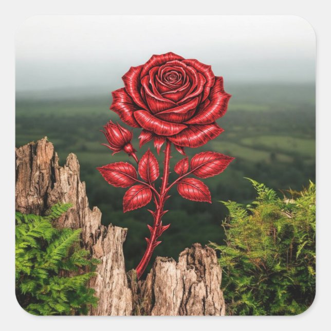 Pegatina Cuadrada Rosa  (Anverso)