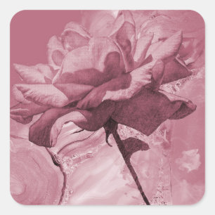 Pegatina Cuadrada Rosa abierto rosado