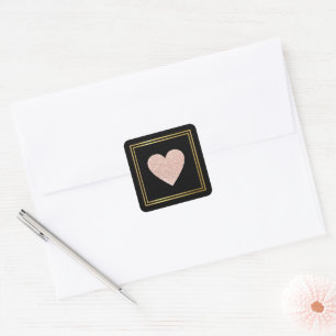 Pegatina Cuadrada rosa amor corazón boda romántico