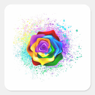 Pegatina Cuadrada Rosa arcoiris colorido